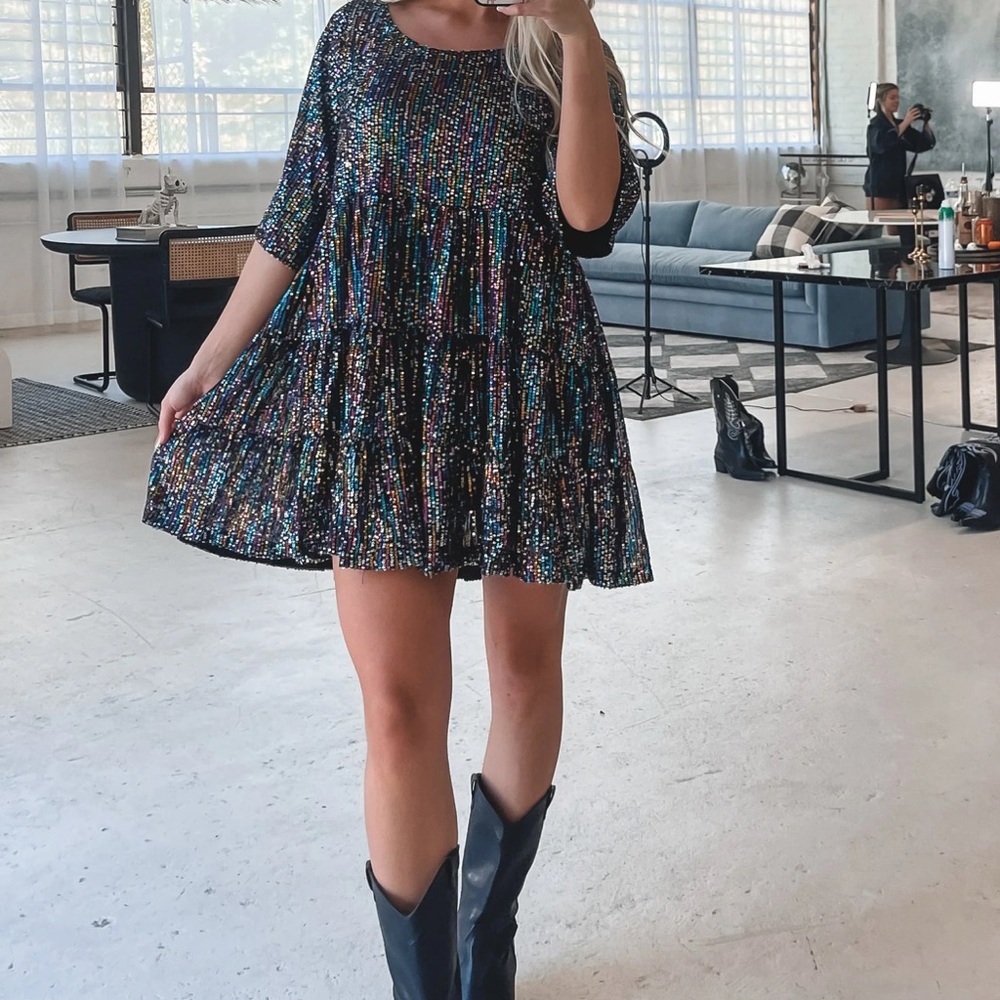 Sparkling Multicolor Sequin Dress